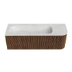 MONDIAZ KURVE-DLUX 135cm Meuble salle de bain avec module 25 D - couleur Walnut - 1 tiroir - 1 porte - vasque BIG MEDIUM gauche - 1 trou de robinet - couleur Opalo SW1137722