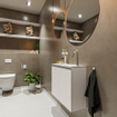 MONDIAZ TURE Kit lave-mains - 60x23x50cm - 1 trou de robinet - 2 portes - lin mat - Lavabo à droite - Solid Surface Blanc SW475080