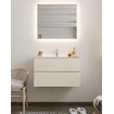 Mondiaz VICA ensemble de meuble de salle de bain - 80cm - meuble sous-vasque lin - 2 tiroirs - lavabo lune milieu - 1 trou de robinet - miroir LED - version XL 60cm haut SW1098273