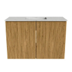 Mondiaz JOYA-DLUX 60cm meuble de salle de bains - couleur Oak - Vasque FAYE position Milieu Sans trou de robinet couleur Opalo. SW1422163