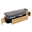 MONDIAZ THOR-DLUX 200cm meuble de salle de bains arrondi gauche + droite couleur Oak avec 2 tiroirs et 2 portes. Vasque suspendue CLOUD Droite 1 trou de robinet couleur Oza. SW1467180