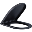 QeramiQ Dely Swirl Ensemble WC- 36.3x51.7cm - Réservoir encastré Geberit UP320 - Abattant de 35mm d'épaisseur - Plaque de commande en cuivre - Boutons ronds - Noir mat SW1138614