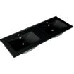 Saniclass Chaci Badkamermeubelset - 120x45x55cm - keramische wastafel mat zwart - 2 wasbakken - 2 kraangaten - 2 lades - noten SW809404