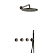 Hotbath Cobber Ensemble de douche de tête encastré - bras mural 38,5 cm - douche de tête ronde 30 cm - douchette à main barre - fer vieilli SW677618