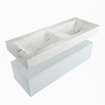 Mondiaz ALAN-DLUX Ensemble de meuble - 120cm - meuble Clay mat - 1 tiroir - Lavabo Cloud Opalo suspendu - vasque Gauche et droite - 0 trous de robinet SW806997