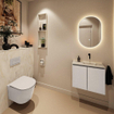 MONDIAZ TURE-DLUX Meuble toilette - 60cm - Linen - EDEN - vasque Ostra - position droite - sans trou de robinet SW1104911