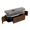 MONDIAZ THOR-DLUX 150cm meuble de salle de bains arrondi gauche + droite couleur Walnut avec 1 tiroir et 2 portes. Vasque suspendue CLOUD Gauche 1 trou de robinet couleur Sombra. SW1464913