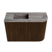 Mondiaz JOYA-DLUX 61.6cm toiletmeubel - ronding rechts kleur Walnut - Wastafel FAYE positie Links Zonder kraangat kleur Sombra. SW1424760