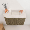 Mondiaz JOYA-DLUX 51.6cm toiletmeubel - ronding links kleur Dusk - Wastafel FAYE positie Rechts 1 kraangat kleur Ostra. SW1423393