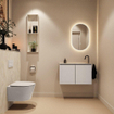 MONDIAZ TURE-DLUX Meuble toilette - 80cm - Linen - EDEN - vasque Ostra - position droite - 1 trou de robinet SW1104937