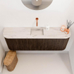Mondiaz JOYA-DLUX 113.2cm toiletmeubel - ronding links en rechts kleur Walnut - Wastafel FAYE positie Midden Zonder kraangat kleur Nata. SW1424541