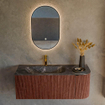 Mondiaz KURVE-DLUX Ensemble de meuble de salle de bain - 115x46x40cm - 1 tiroir - 1 porte - vasque solid surface - gauche - 1 trou de robinet - Ruby SW1416036