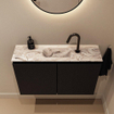 MONDIAZ TURE-DLUX Meuble toilette - 80cm - Urban - EDEN - vasque Glace - position centrale - 1 trou de robinet SW1103123