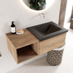 Mondiaz bukla ensemble de meubles de salle de bain 100x45x34cm 0 robinetterie lavabo droit solid surface urban sans poignée 1 tiroir avec softclose mélamine chêne lavé SW705030