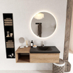 MONDIAZ BUKLA Meuble de salle de bains 120cm avec module ouvert 40 couleur Chêne lavé avec 1 tiroir. Lavabo CLOUD à droite 1 trou de robinet couleur Urban. SW1382047
