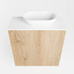 Mondiaz Fowy meuble de toilette - 50x50x23cm - chêne blanchi mat - 1 trou de robinet - lavabo à droite - 1 porte - solid surface - plan Mélamine - lavabo : blanc SW761414
