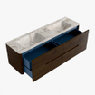 Mondiaz CIRO-DLUX Ensemble de meubles de salle de bains - 160x45x50cm - Plan vasque solid surface Frappe - 2 vasques Double - 2 trous de robinet - 4 tiroirs - Noyer SW1530214