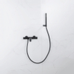 FortiFura Calvi Robinet de baignoire thermostatique avec douchette stick, support et flexible lisse Noir mat SW811956