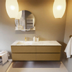 Mondiaz VICA-DLUX ensemble de meuble de salle de bain - 150cm - meuble sous-vasque oro - 4 tiroirs - lavabo encastré cloud gauche - 1 trou de robinet - version haute de 60cm - glace SW1088241