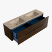 Mondiaz CIRO-DLUX Badkamermeubelset - 160x45x50cm - Solid surface wastafel Arena - 2 wasbak Dubbel - 2 kraangaten - 4 lades - Walnut SW1530454