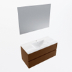 Mondiaz VICA ensemble de meuble de salle de bain - 100cm - meuble sous-vasque repos - 2 tiroirs - lavabo denia milieu - 1 trou de robinet - couleur Blanc Brillant - miroir LED - version XL 60cm de haut SW1091978