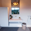 Mondiaz ALAN-DLUX Ensemble de meuble - 100cm - meuble Talc mat - 1 tiroir - Lavabo Cloud Ostra suspendu - vasque Centre - 0 trous de robinet SW806859