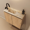 MONDIAZ TURE-DLUX Meuble toilette - 60cm - Washed Oak - EDEN - vasque Frappe - position gauche - 1 trou de robinet SW1103065