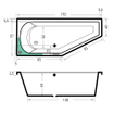 Xenz Lagoon Baignoire d'angle - 170x75x48 - bonde au milieu - gauche - compact - acrylique - blanc SW102968