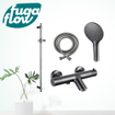 FugaFlow Eccelente Sobrado Badkamer badkraan met glijstangset met ronde handdouche, metalen doucheslang gunmetal - Black Friday - SW1123982