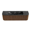 MONDIAZ KURVE-DLUX 160cm Meuble salle de bain avec module 25 G et D - couleur Walnut - 1 tiroir - 2 portes - vasque BIG MEDIUM centre - 1 trou de robinet - couleur Lava SW1137262