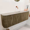 Mondiaz JOYA-DLUX Meuble de salle de bains 123,2cm - arrondi gauche et droite couleur Dusk - Vasque FAYE position Milieu Sans trou de robinet couleur Opalo. SW1423377