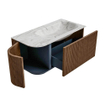 MONDIAZ KURVE-DLUX 95cm Meuble salle de bain avec module 25 G - couleur Walnut - 1 tiroir - 1 porte - vasque BIG SMALL droite - sans trou de robinet - couleur Glace SW1138016