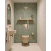 QeramiQ Dely Swirl Toiletset - inbouwreservoir Qeramiq Flush - slim zitting - metaal messing geborstelde bedieningsplaat - ronde knoppen - beige SW1578372