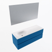 Mondiaz VICA ensemble de meuble de salle de bain - 130cm - meuble sous-vasque jeans - 2 tiroirs - lavabo moon gauche - 1 trou de robinet - couleur talc - miroir LED - version XL 60cm haut SW1092127