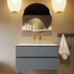 Mondiaz VICA-DLUX ensemble de meuble de salle de bain - 90cm - meuble sous-vasque plata - 2 tiroirs - lavabo encastrée cloud milieu - sans trous de robinet - version haute de 60cm - ostra SW1090151