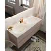 Mondiaz VICA ensemble de meuble de salle de bain - 120cm - meuble sous-vasque fumée - 2 tiroirs - lavabo lune double - 2 trous de robinet - version XL 60cm haut SW1089785