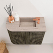 Mondiaz JOYA-DLUX Meuble de salle de bains 51,6cm - arrondi gauche couleur Shadow - Lavabo FAYE position Droite 1 trou de robinet couleur Saba. SW1425138
