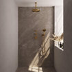 BRAUER Stripe Thermostatische Inbouw Regendouche - SET 06 - 25cm douchekop - plafondarm - 3-standen handdouche - doucheslang - wandaansluitbocht - goud geborsteld PVD SW1434837