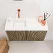 Mondiaz JOYA 70cm toiletmeubel - kleur Dusk - Wastafel FAYE positie Links Zonder kraangat kleur Talc. SW1421571