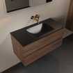 Mondiaz AIVY Ensemble de meuble - 100x45x50cm - 0 trous de robinet - 1 vasque Urban Solid surface - Centre - 2 tiroirs - avec miroir - Melamine Mocha SW892136