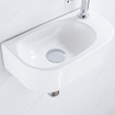 QeramiQ Fuente Ensemble de lave-mains - 40x21.5x12cm - droit - lisse - semi-circulaire - 1 trou de robinet - céramique - robinet de lavabo chromé - bouchon de vidage - siphon abaissé - Blanc Brillant SW1232783