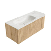 MONDIAZ KURVE-DLUX 115cm Meuble salle de bain avec module 25 D - couleur Oak - 1 tiroir - 1 porte - vasque BIG SMALL gauche - sans trou de robinet - couleur Ostra SW1137758