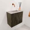 Mondiaz JOYA-DLUX Meuble de salle de bains 51,6cm - arrondi droit couleur Shadow - Vasque FAYE position Gauche Sans trou de robinet couleur Glace SW1422775