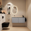 MONDIAZ TURE-DLUX Meuble toilette - 120cm - Plata - EDEN - vasque Glace - position gauche - sans trou de robinet SW1103443