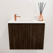 Mondiaz JOYA 50cm toiletmeubel - kleur Walnut - Wastafel FAYE positie Links 1 kraangat kleur Talc. SW1421228