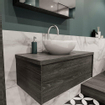 ENSEMBLE DE MEUBLE MONDIAZ LUSH - 80cm - 1 tiroir - lavabo BARCO - vasque centrale - 1 trou de robinet - anthracite SW409607