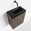 MONDIAZ TURE Kit lave-mains - 40x23x50cm - 0 trou de robinet - 1 porte - marron foncé mat - Lavabo à droite - Solid Surface Noir SW475524