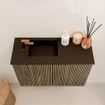 Mondiaz JOYA 60cm toiletmeubel - kleur Dusk - Wastafel FAYE positie Links 1 kraangat kleur Urban. SW1421657