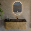 Mondiaz KURVE Ensemble de meuble salle de bain - 115x46x40cm - 1 tiroir - 1 porte - lavabo en solid surface - droite - 1 trou de robinet - Dusk SW1415110