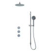 Fortifura Nebbio Ensemble de douche pluie - robinet encastré - partie encastrée - barre coulissante - flexible de douche lisse - douchette ronde - bras mural 35cm - douche de tête ronde - chrome SW1237508